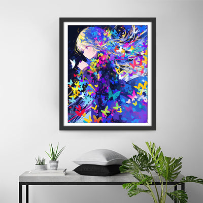 Girl and Colorful Butterflies Diamond Painting