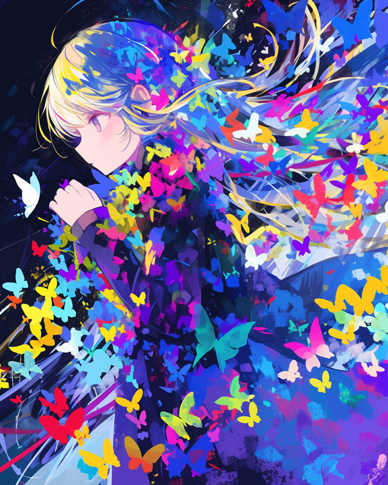 Girl and Colorful Butterflies Diamond Painting