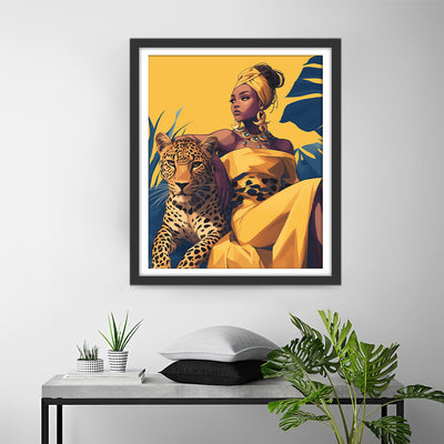 Leopard and African Beauty Diamond Painting