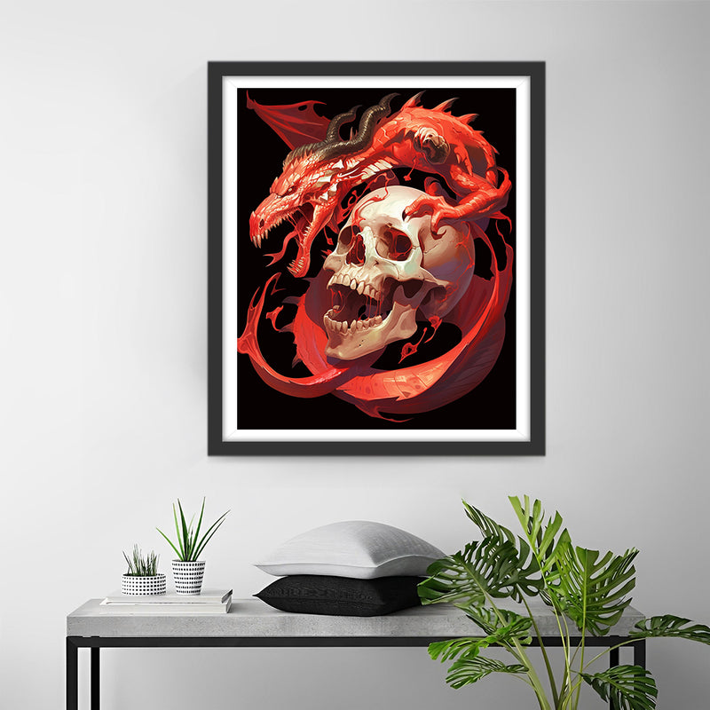 Skull and Red Dragon Diamond Painting