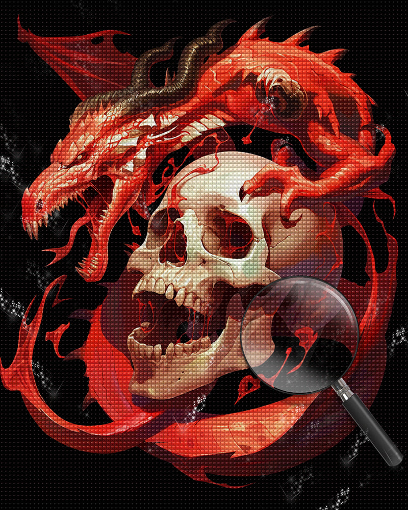 Skull and Red Dragon Diamond Painting