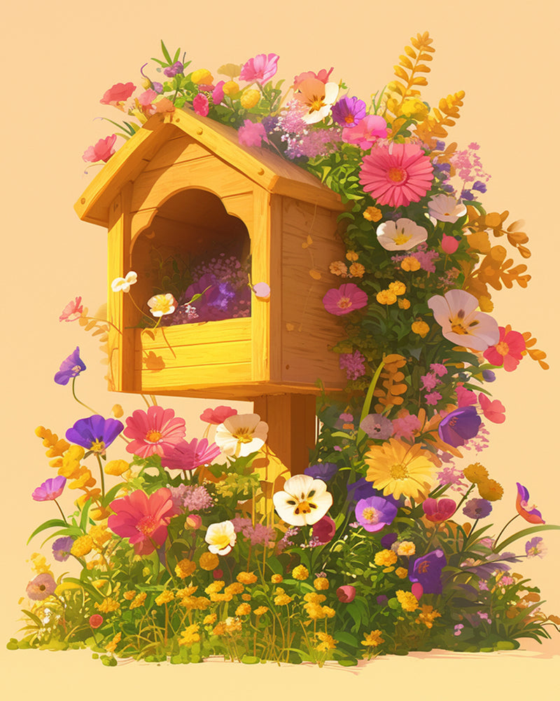 Mailbox with Flowers Diamond Painting