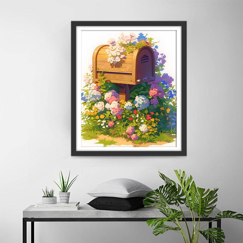 Mailbox Surrounded by Flowers Diamond Painting