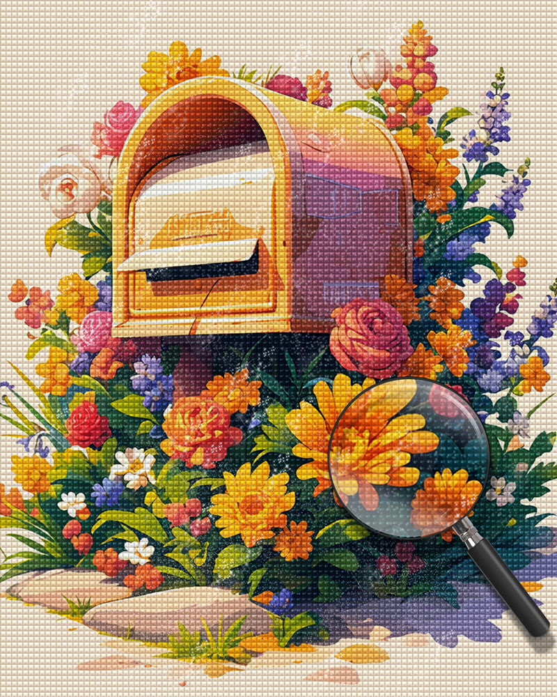 Mailbox and Flowers Diamond Painting