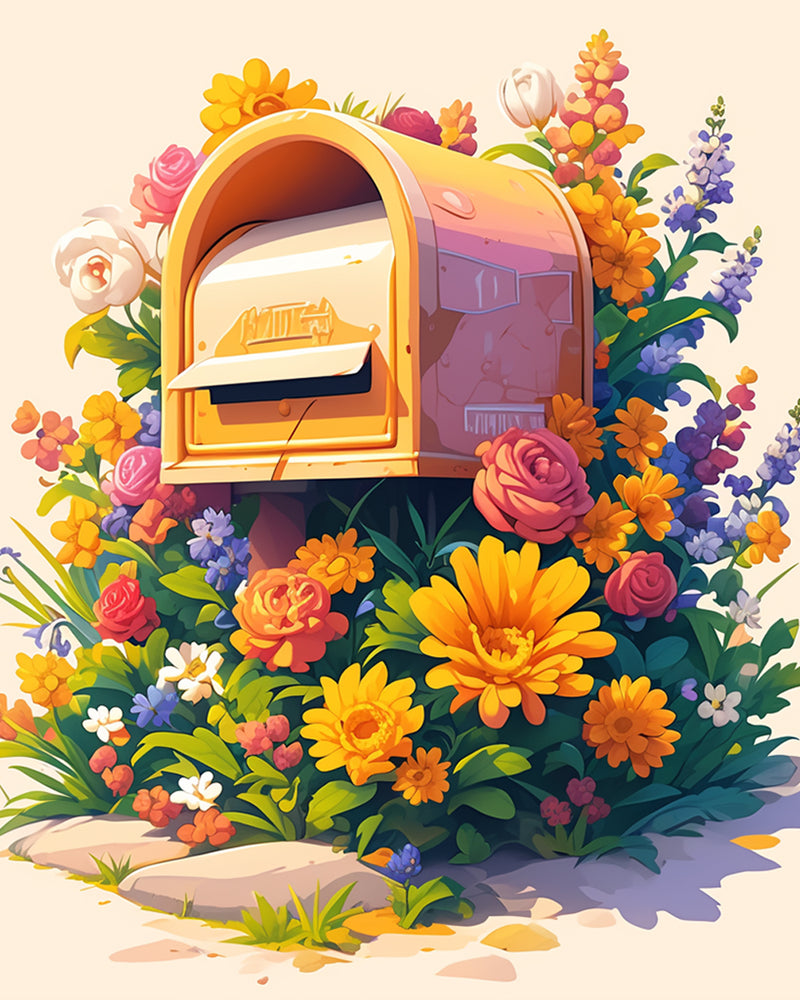 Mailbox and Flowers Diamond Painting
