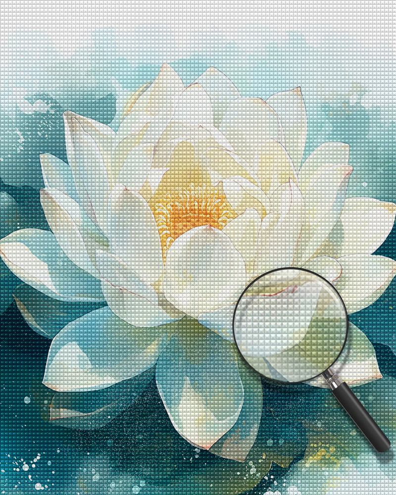 White Lotus Flower Diamond Painting