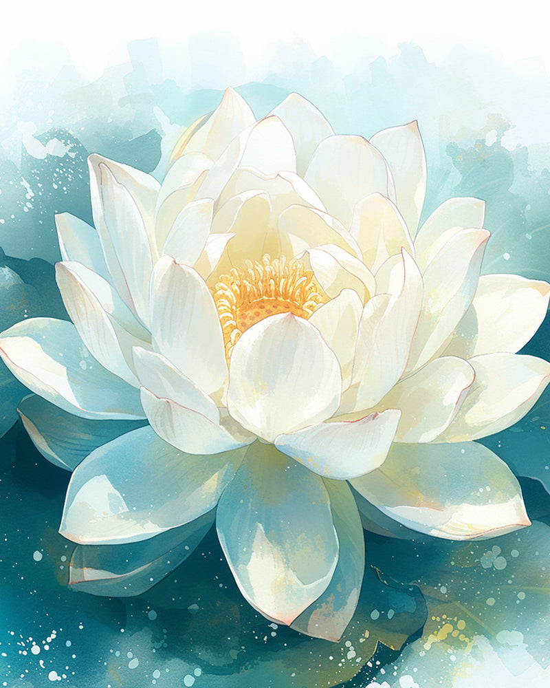 White Lotus Flower Diamond Painting