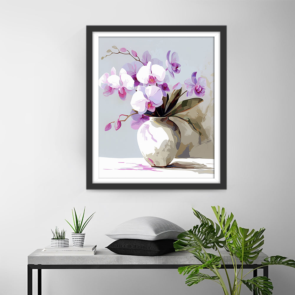 Orchid in White Vase Diamond Painting