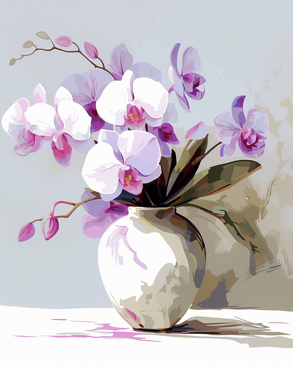 Orchid in White Vase Diamond Painting