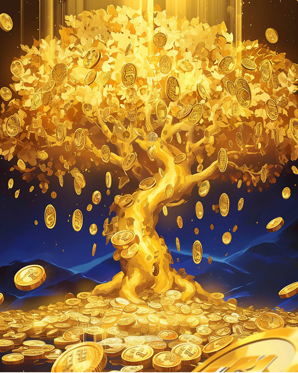 The Gold Coin Tree Diamond Painting