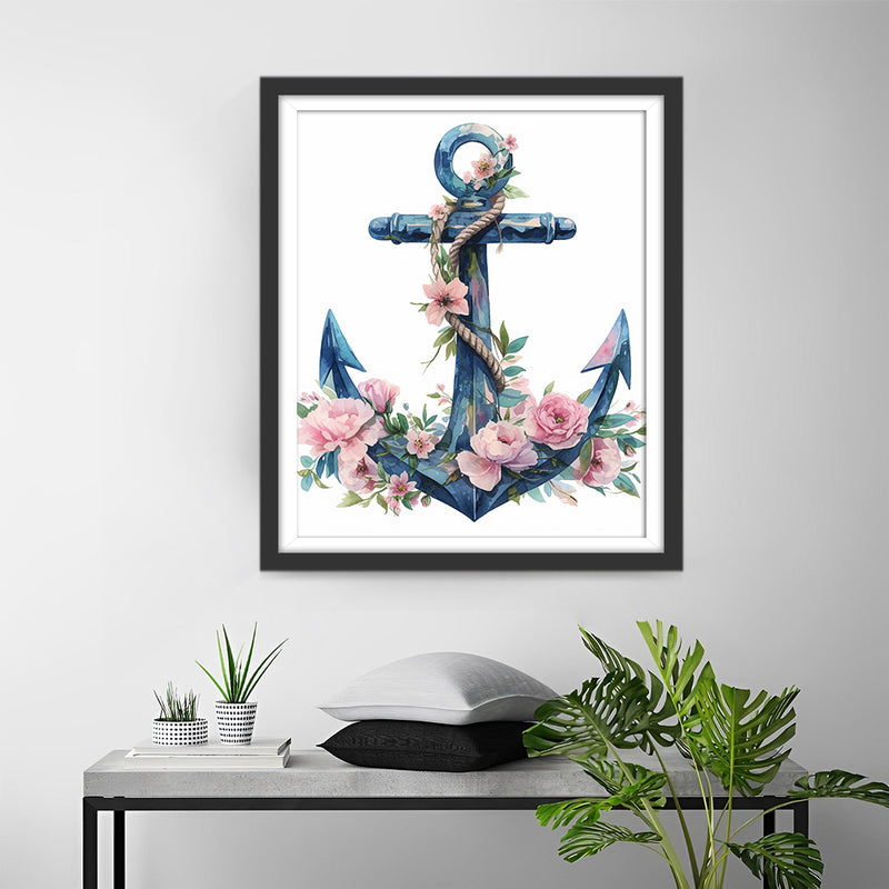 Anchor with Flowers Diamond Painting