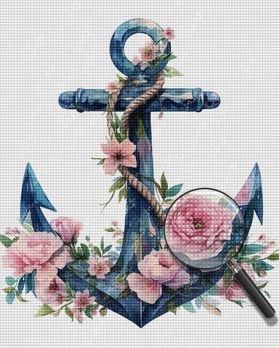 Anchor with Flowers Diamond Painting