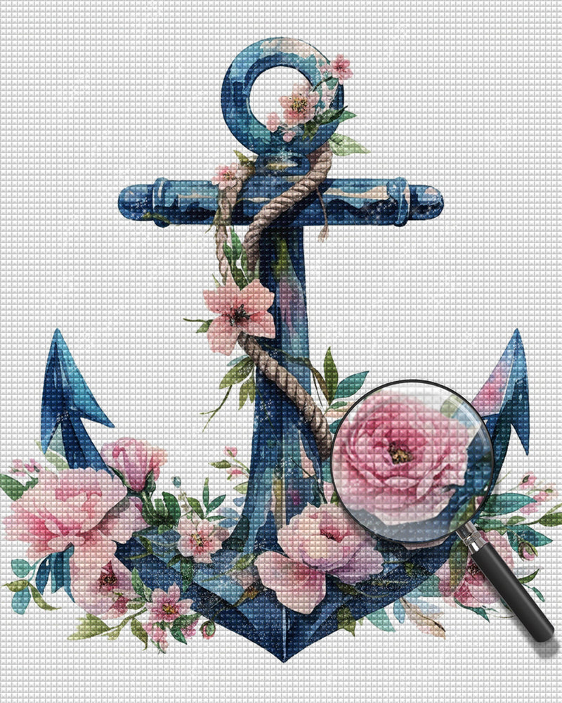 Anchor with Flowers Diamond Painting