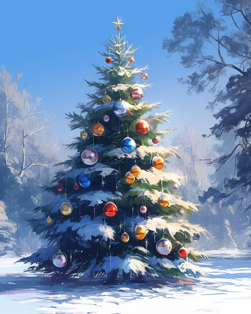 Christmas Tree in Snow Diamond Painting