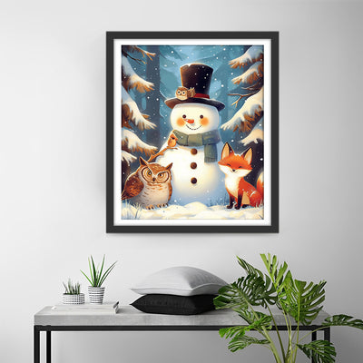 Christmas Snowman Owl Fox Diamond Painting