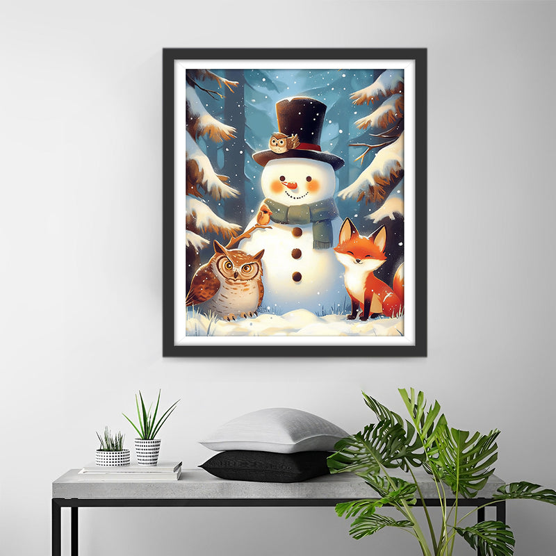 Christmas Snowman Owl Fox Diamond Painting