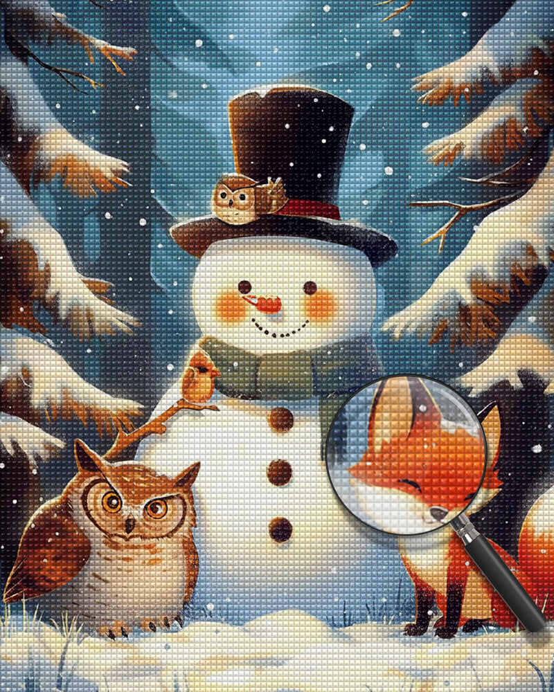 Christmas Snowman Owl Fox Diamond Painting