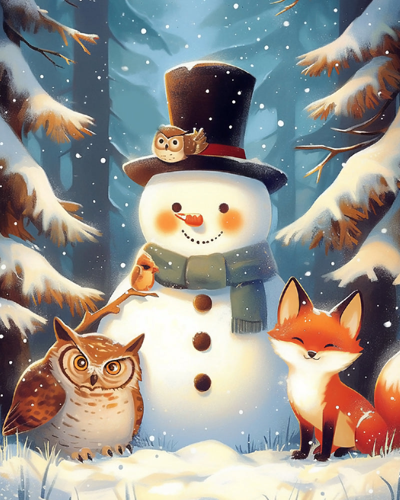 Christmas Snowman Owl Fox Diamond Painting