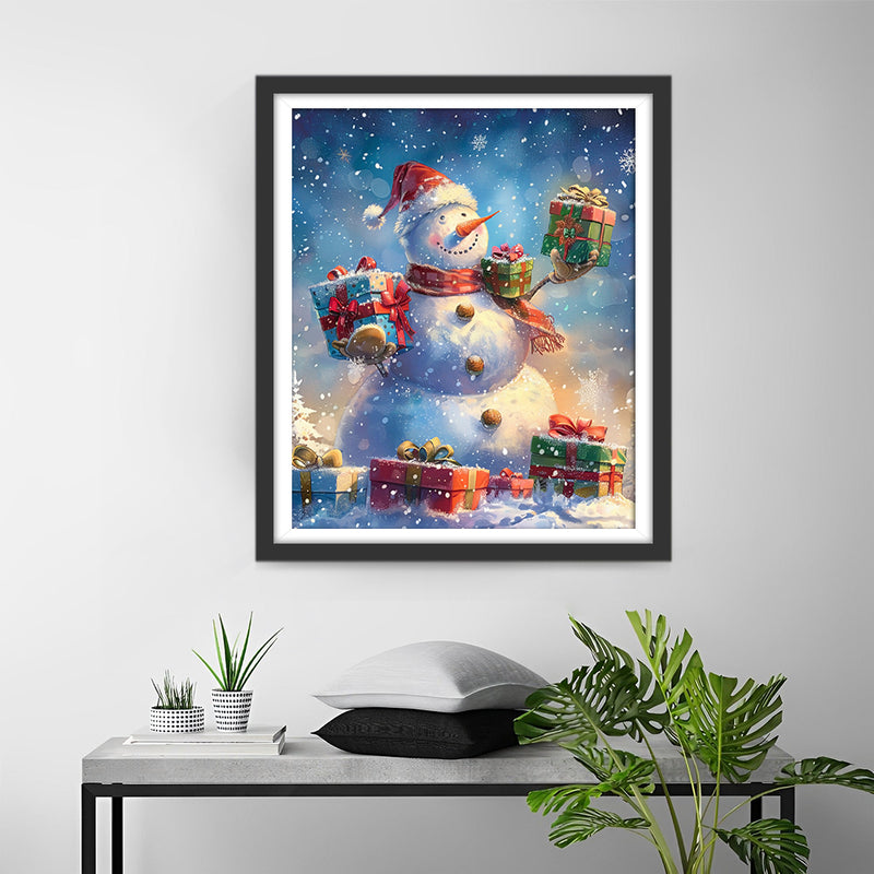 Christmas Snowman with Gifts Diamond Painting