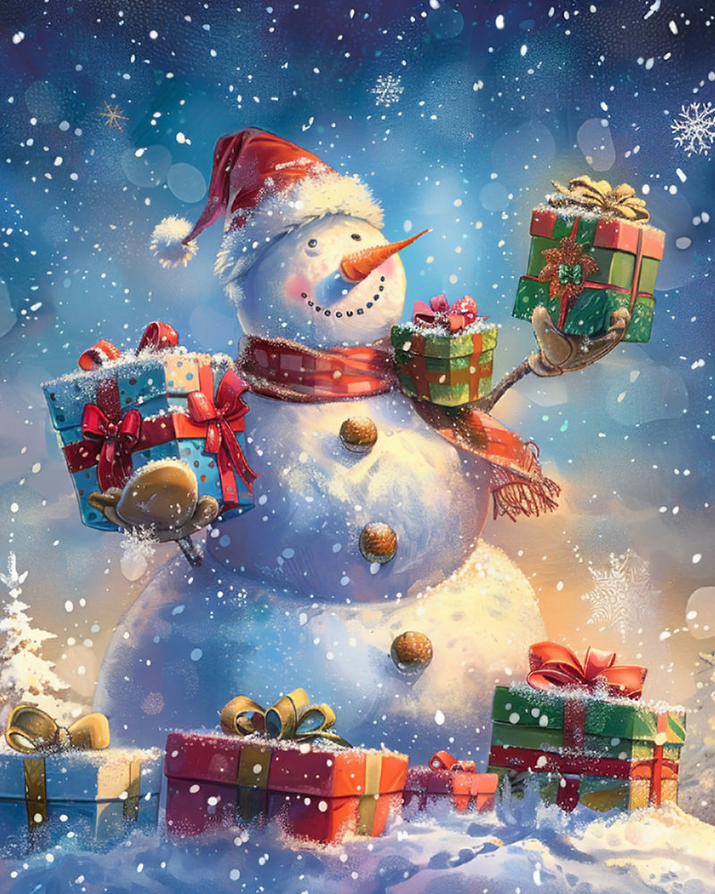 Christmas Snowman with Gifts Diamond Painting