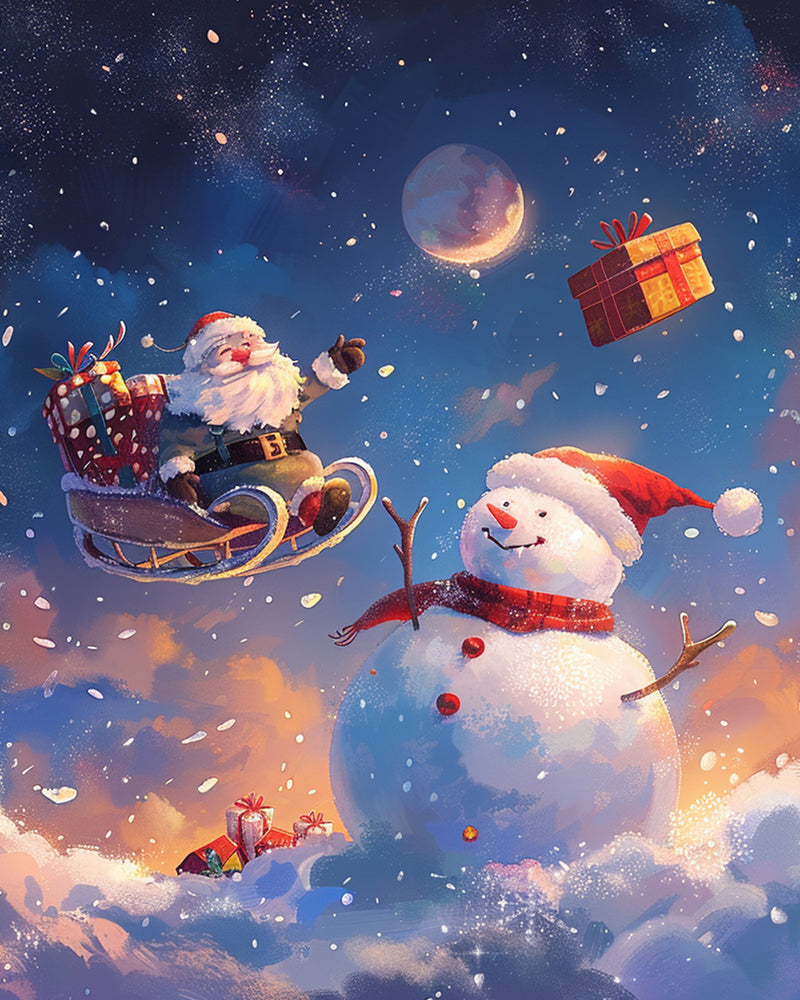 Christmas Santa Snowman Diamond Painting