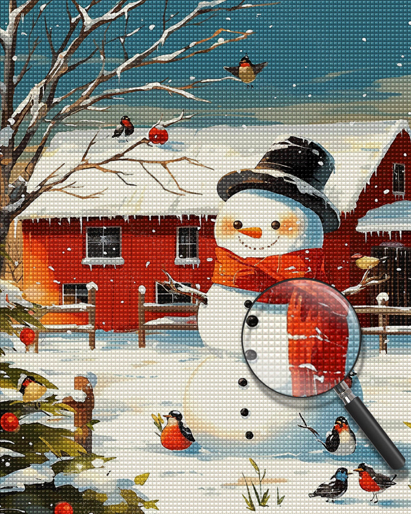 Snowman with Red Scarf Diamond Painting