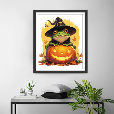 Halloween Pumpkin Lamp and Frog Diamond Painting