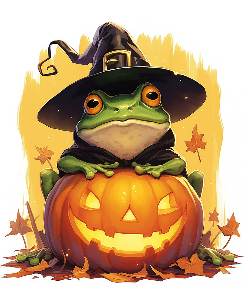 Halloween Pumpkin Lamp and Frog Diamond Painting