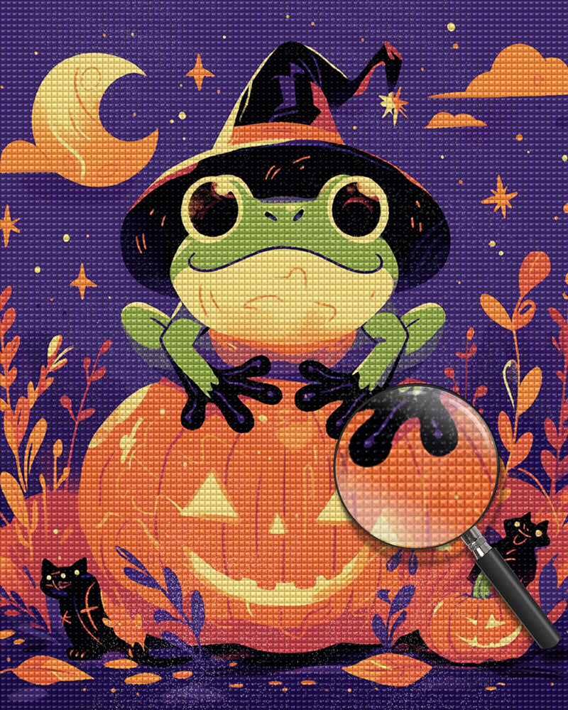 Halloween Frog and Pumpkin Lamp Diamond Painting