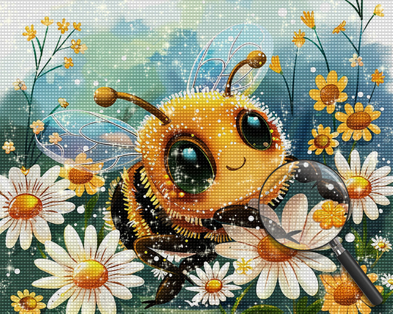 Bee Surrounded by Flowers Diamond Painting