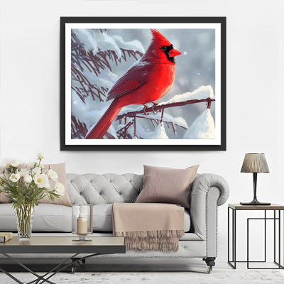 Red Bird in Snow Diamond Painting