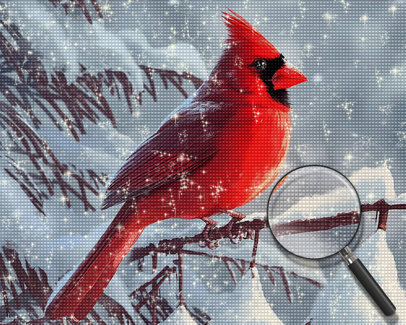 Red Bird in Snow Diamond Painting