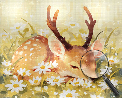 Deer and Flowers Diamond Painting