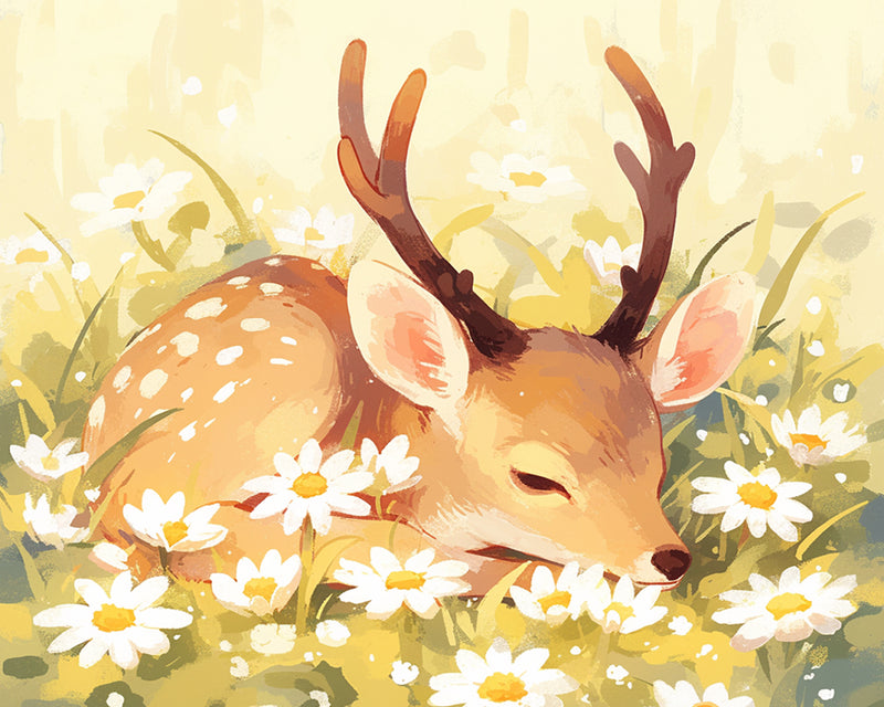 Deer and Flowers Diamond Painting