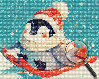 Skiing Little Penguin Diamond Painting