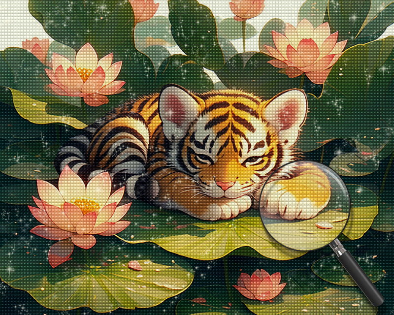 Tiger and Lotus Diamond Painting