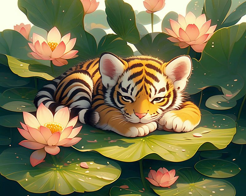 Tiger and Lotus Diamond Painting