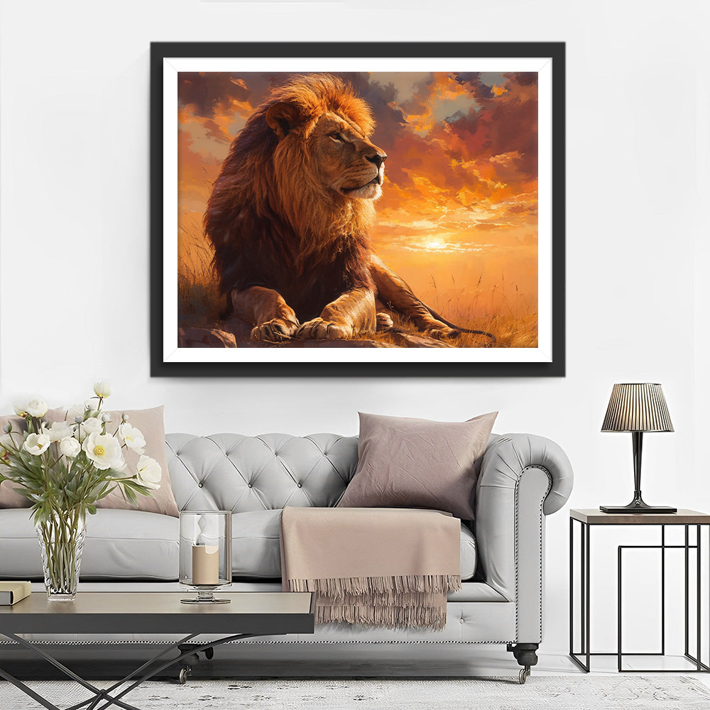Lion at Sunset Diamond Painting