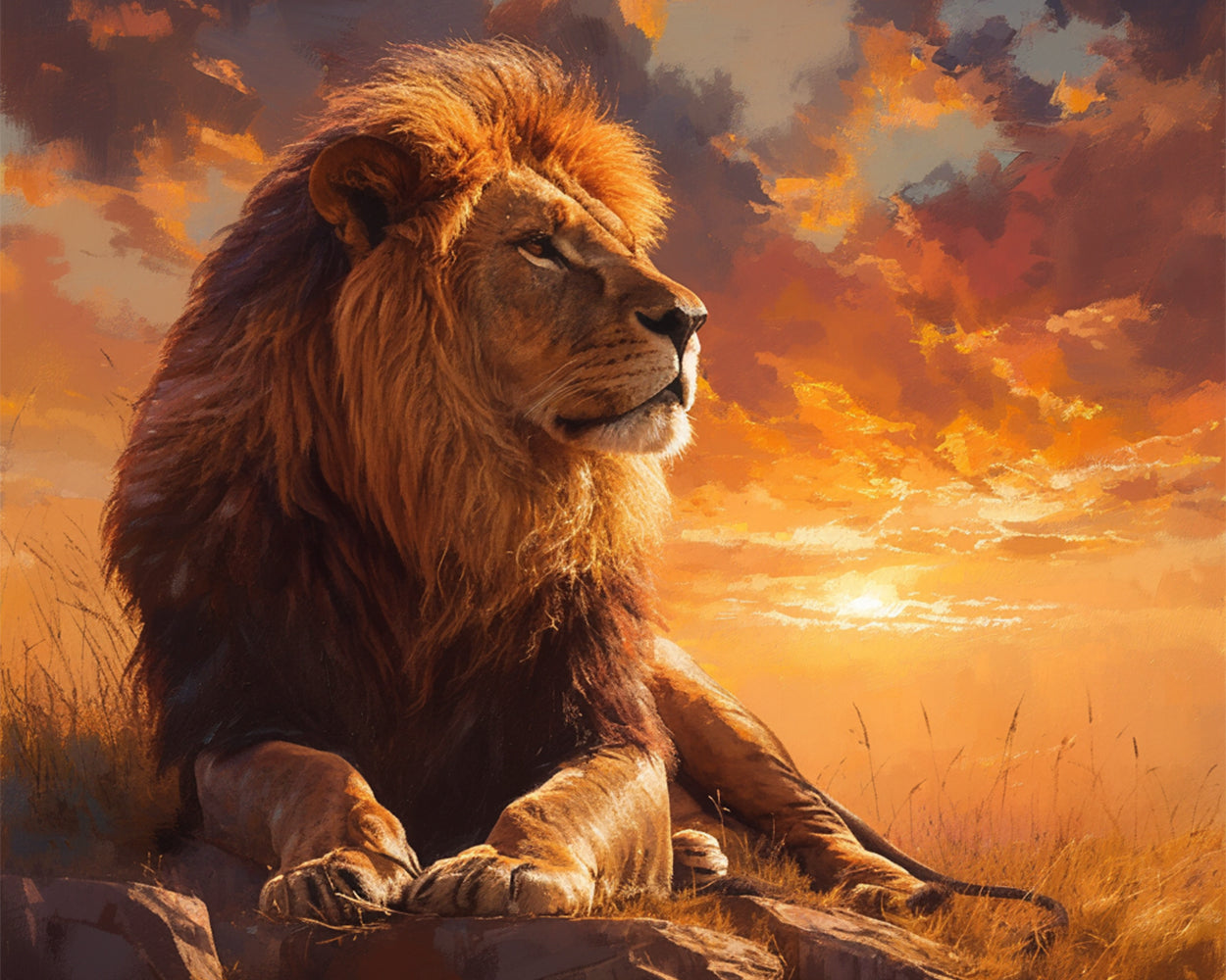 Lion at Sunset Diamond Painting