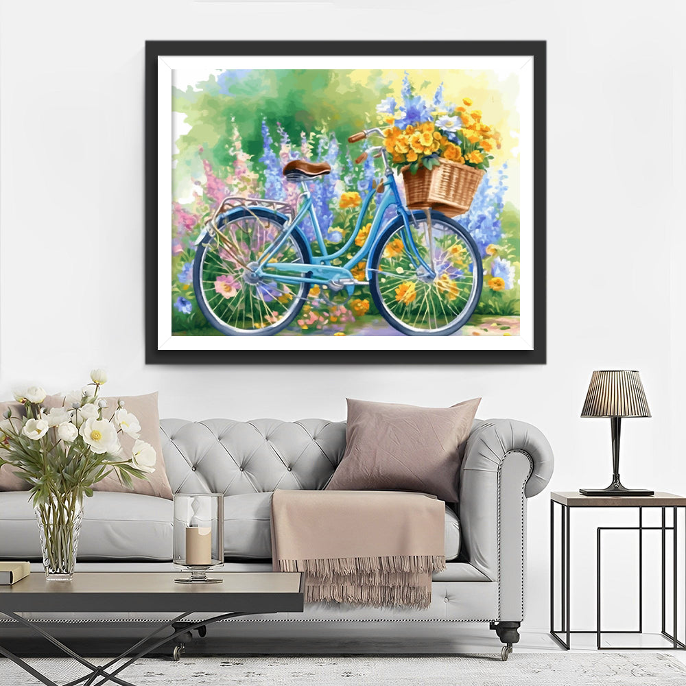 Popular Bicycle with Flowers Diamond Painting