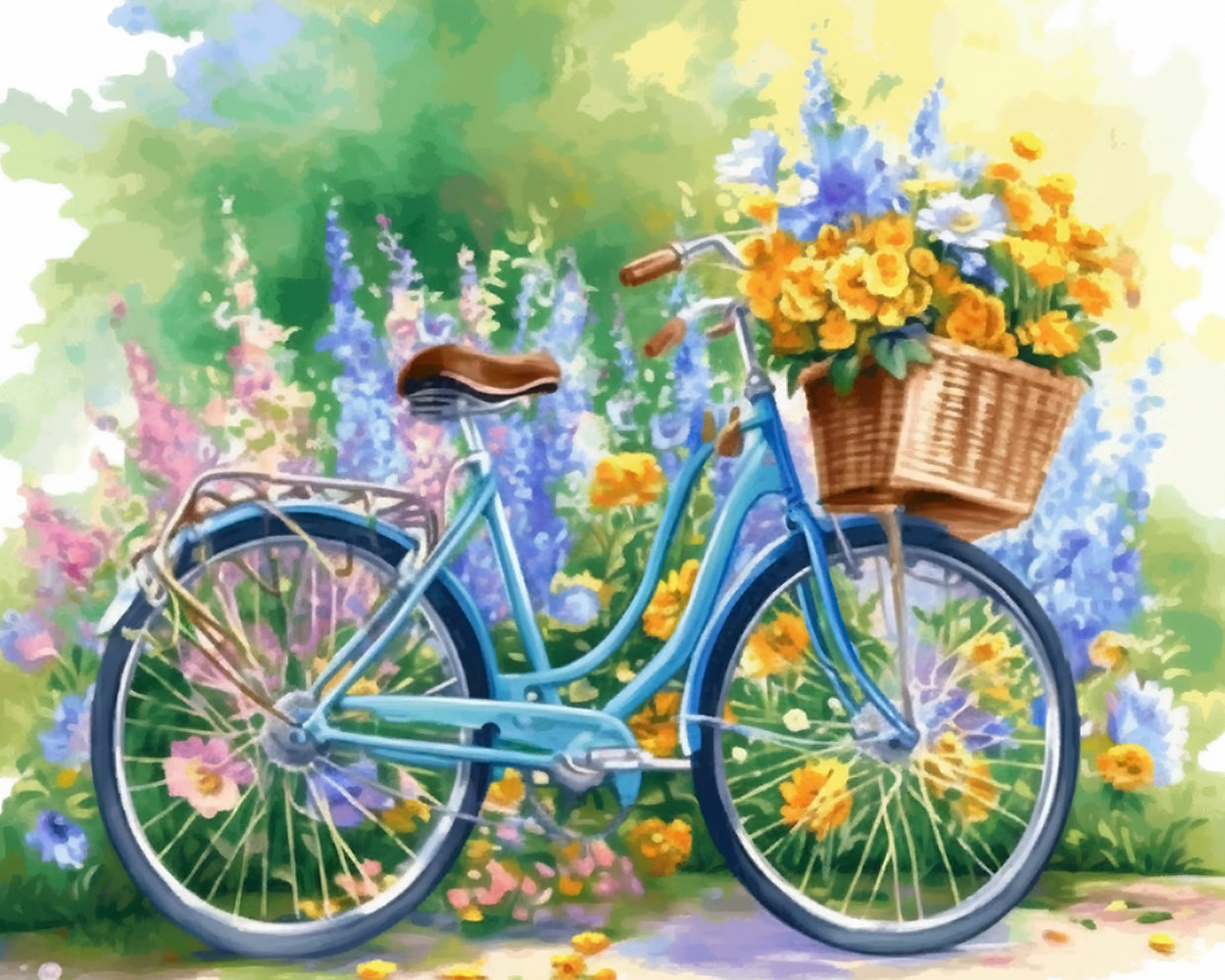 Popular Bicycle with Flowers Diamond Painting