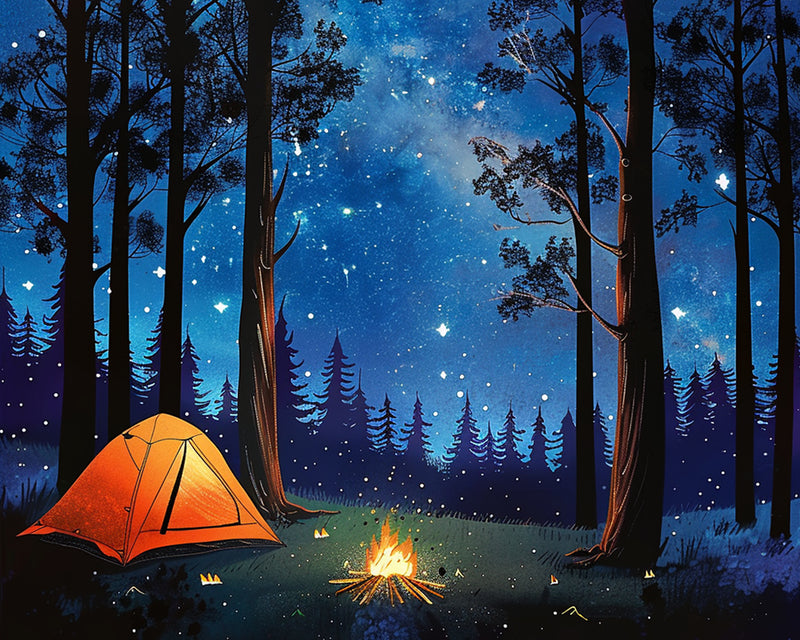 Landscape Forest Starry Sky Diamond Painting