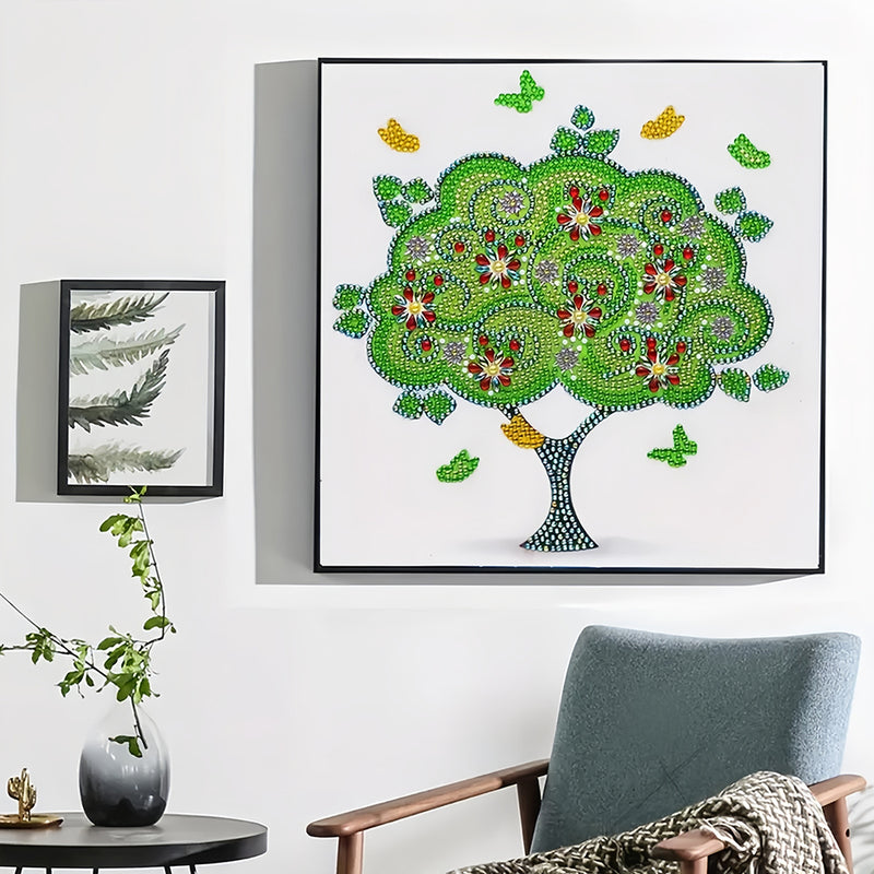 Green Butterfly Tree Special Shaped Drills Diamond Painting