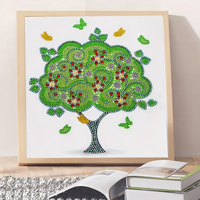 Green Butterfly Tree Special Shaped Drills Diamond Painting