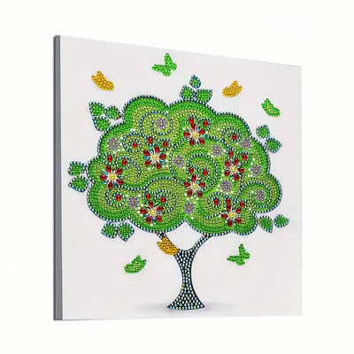 Green Butterfly Tree Special Shaped Drills Diamond Painting