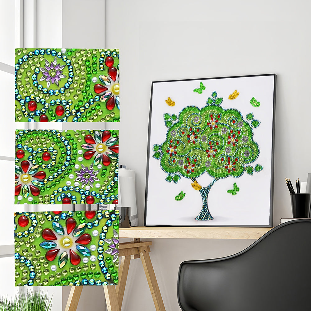 Green Butterfly Tree Special Shaped Drills Diamond Painting