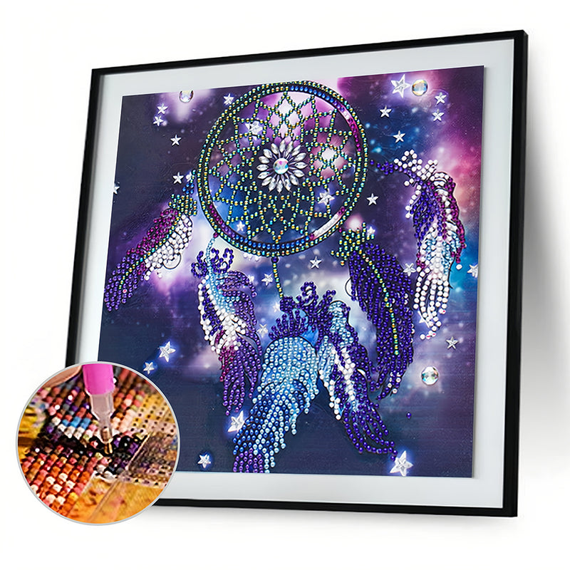 Purple Feather Dream Catcher Special Shaped Drills Diamond Painting