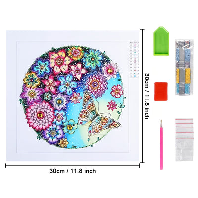 Flowers and Butterfly Special Shaped Drills Diamond Painting