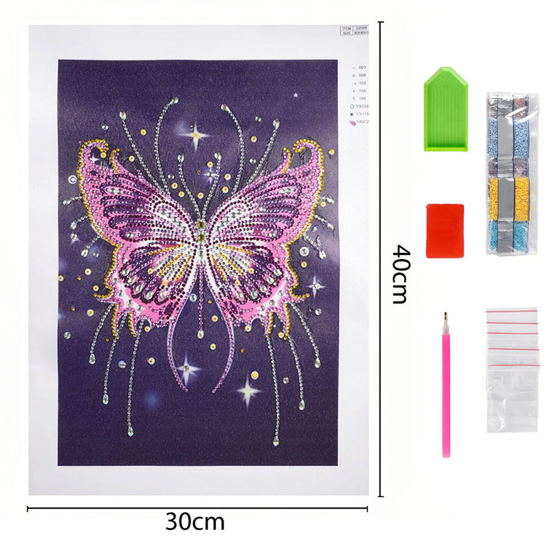 Pink and Purple Butterfly Special Shaped Drills Diamond Painting