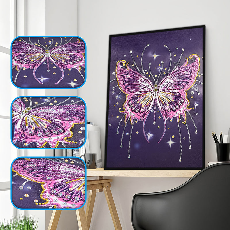 Pink and Purple Butterfly Special Shaped Drills Diamond Painting